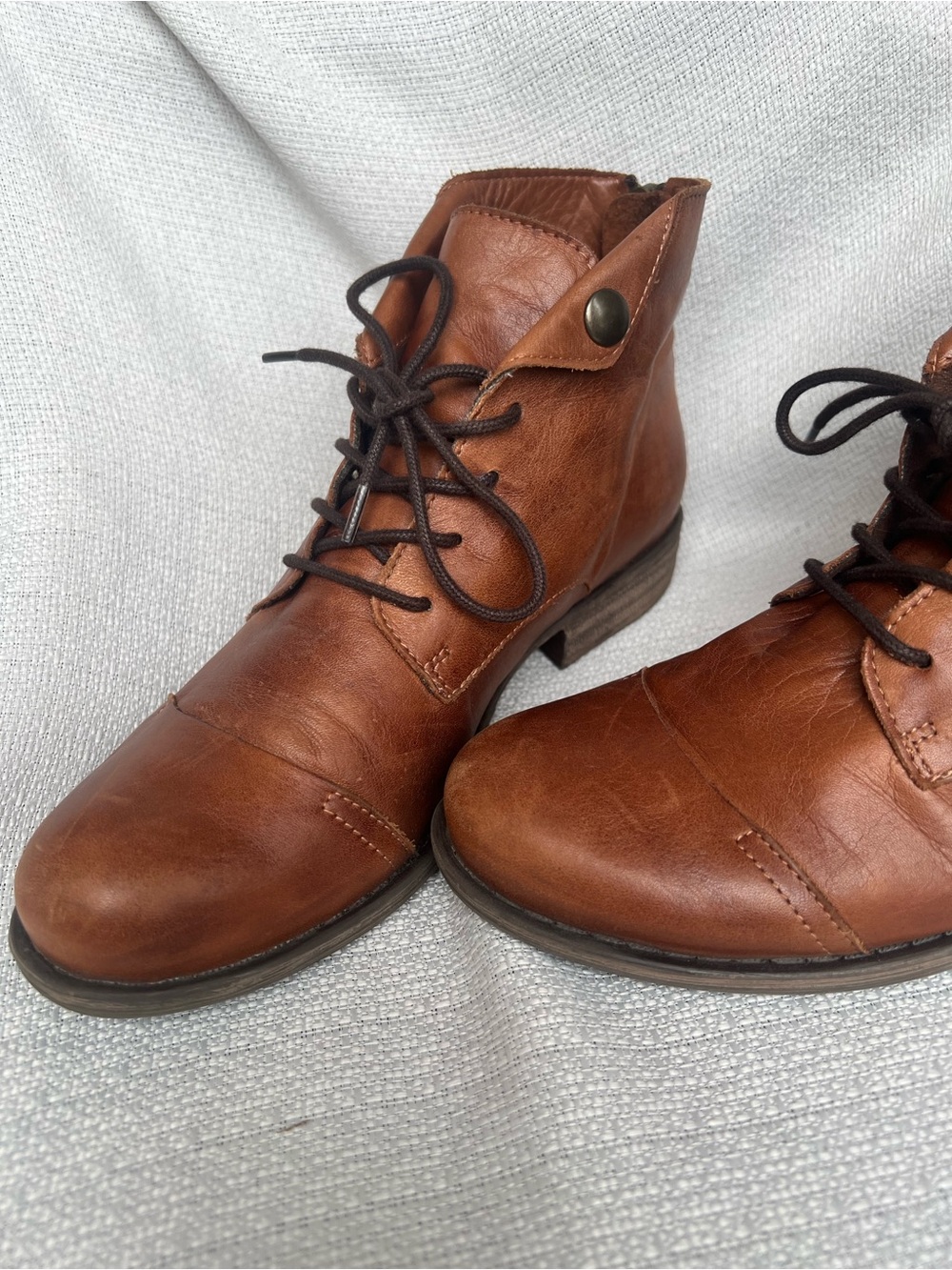 Miz Mooz Brown Leather Lace-Up Ankle Boots Women’s - Picture 12 of 16